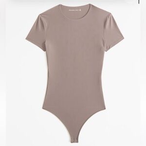 Abercrombie Tan Soft Matte Seamless Tee Short Sleeve Bodysuit Size Small